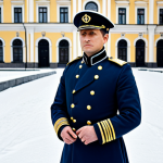 Dekabrist Officer**

"A portrait of a Dekabrist officer in a historically accurate military uniform, fully clothed, modest attire, standing defiantly in a snowy St. Petersburg square, safe for work, perfect anatomy, natural proportions, historical drama, well-formed hands, proper finger count, professional illustration."

**