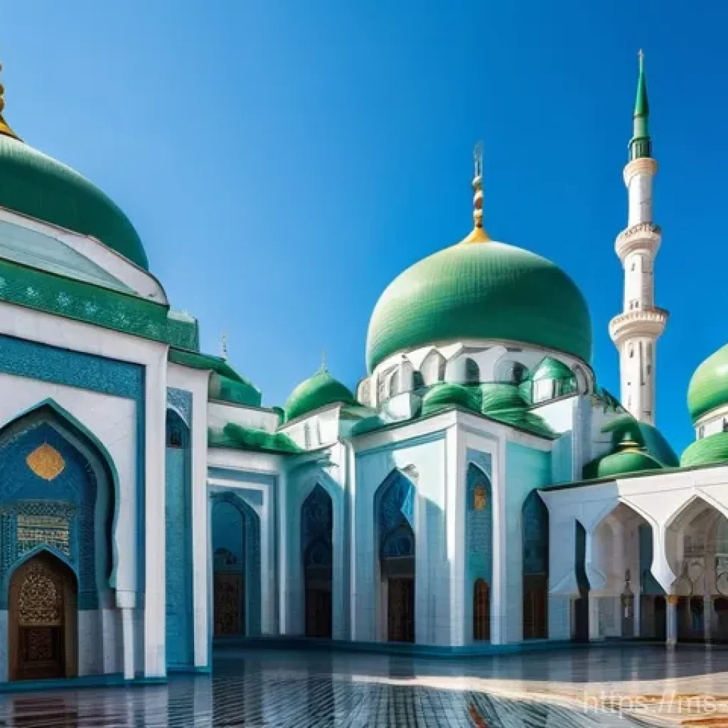 러시아 문화의 이슬람 영향 - **A majestic exterior view of the Kul Sharif Mosque in Kazan, Tatarstan, Russia, under a clear, brig...