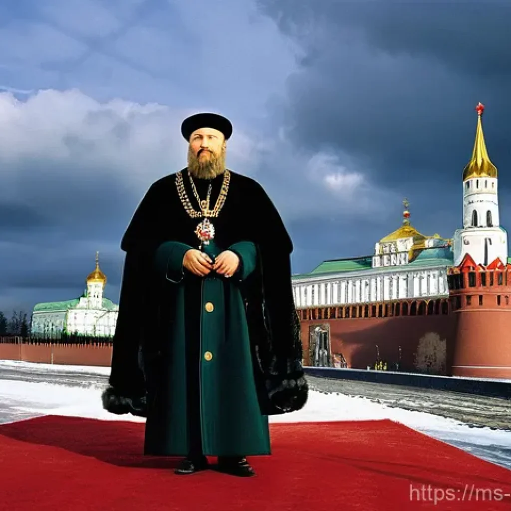 러시아 역사 속 인물 - **Prompt: The Unifier Tsar Ivan IV**
"A powerful and authoritative Ivan the Terrible (Ivan IV), ...