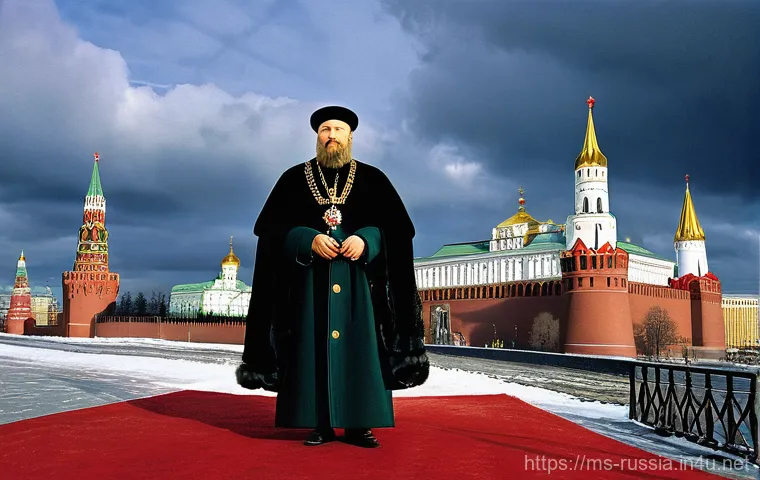러시아 역사 속 인물 - **Prompt: The Unifier Tsar Ivan IV**
"A powerful and authoritative Ivan the Terrible (Ivan IV), ...