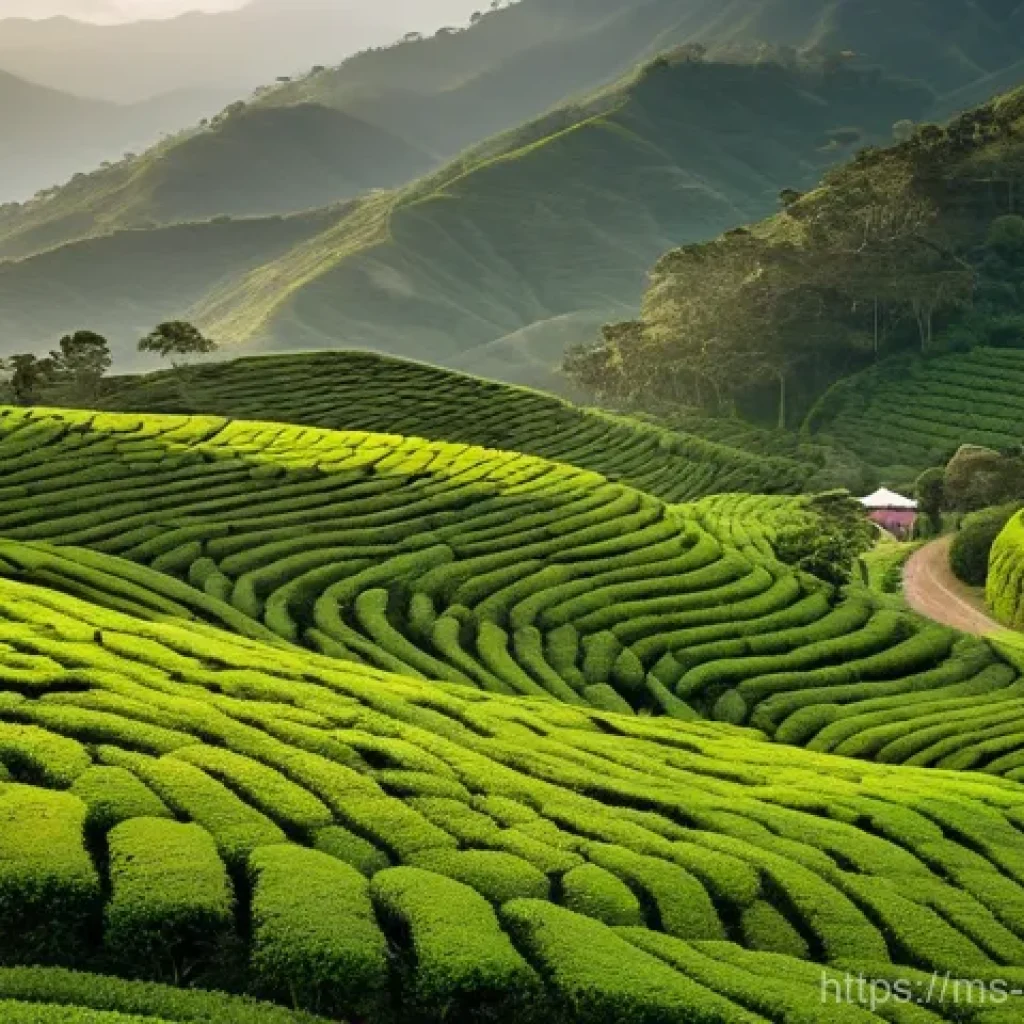 러시아 주요 철도 노선 - **Prompt:** A serene and picturesque view of a hidden tea plantation nestled amongst gently rolling ...
