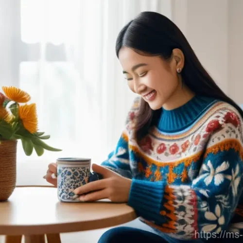 Home 25 러시아 온라인 쇼핑몰 - A joyful young Malaysian woman unboxing a package in her stylish, cozy living room. She is delighted...