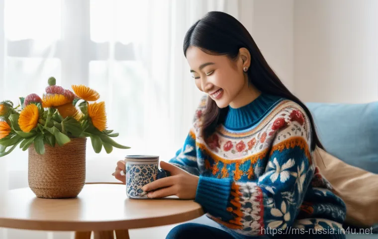 러시아 온라인 쇼핑몰 - A joyful young Malaysian woman unboxing a package in her stylish, cozy living room. She is delighted...